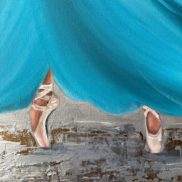 Ballerina Canvas Painting – Turquoise Dress Art