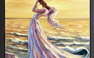 Violinist Painting Seascape Original Oil Painting Framed