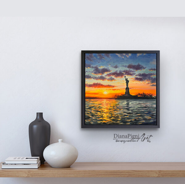 New York Skyline Statue of Liberty Painting
