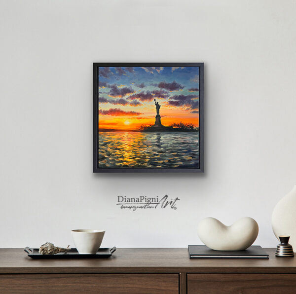 New York Skyline Statue of Liberty Painting