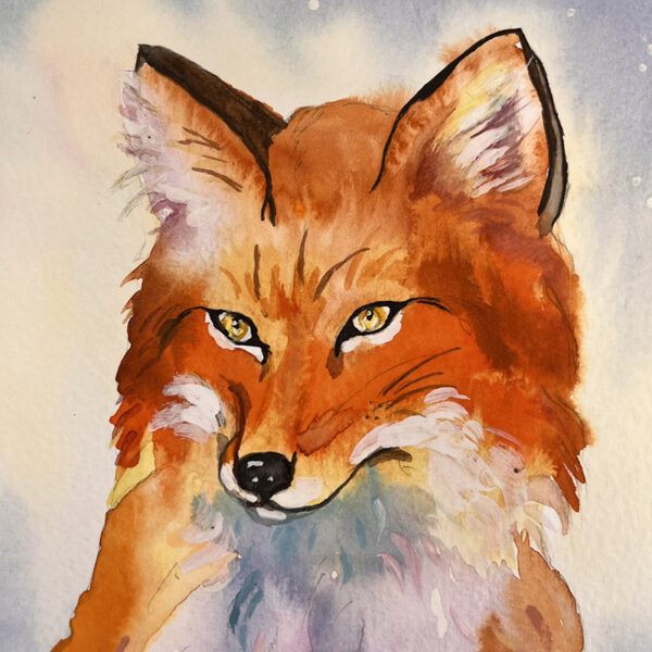 Original Watercolor Fox Painting