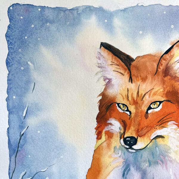 Original Watercolor Fox Painting