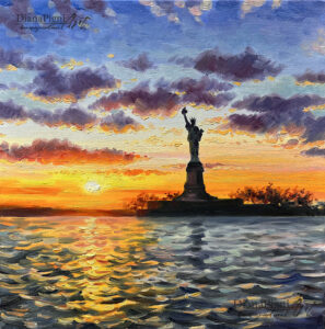 New York Skyline Statue of Liberty Painting