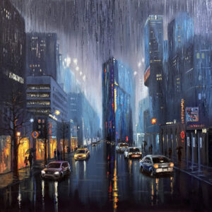 Large New York Cyberpunk Oil Painting