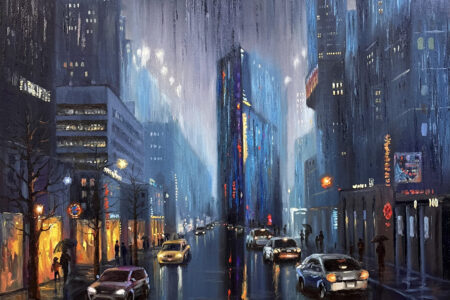 Large New York Cyberpunk Oil Painting