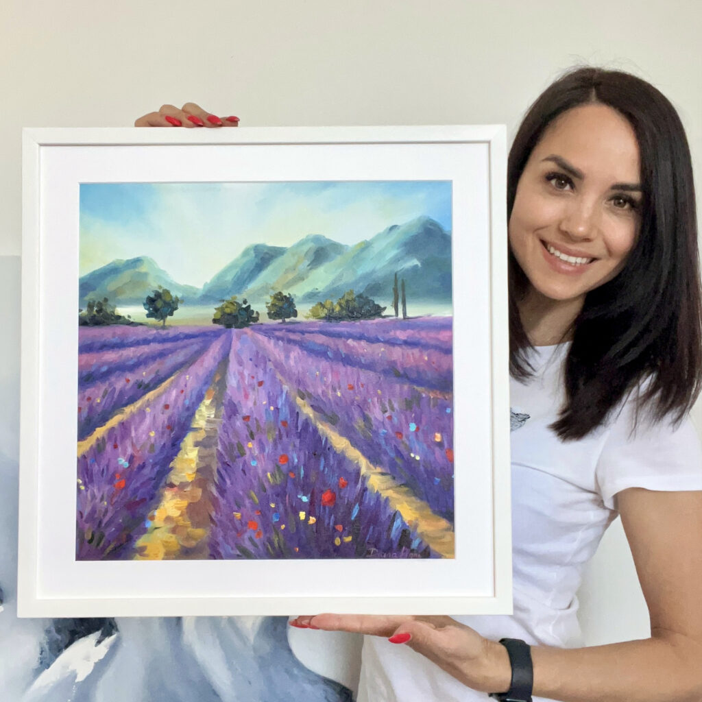 A Framed Lavender Field Painting