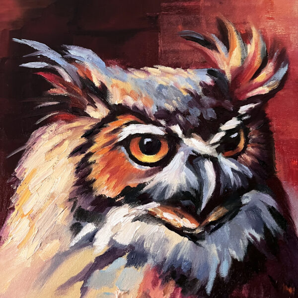 Owl Oil Impasto Painting