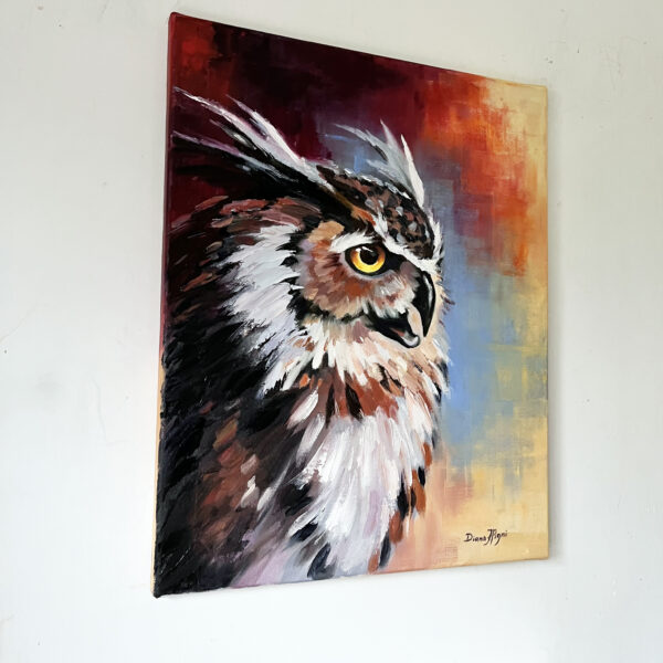 Owl Portrait Impasto Painting