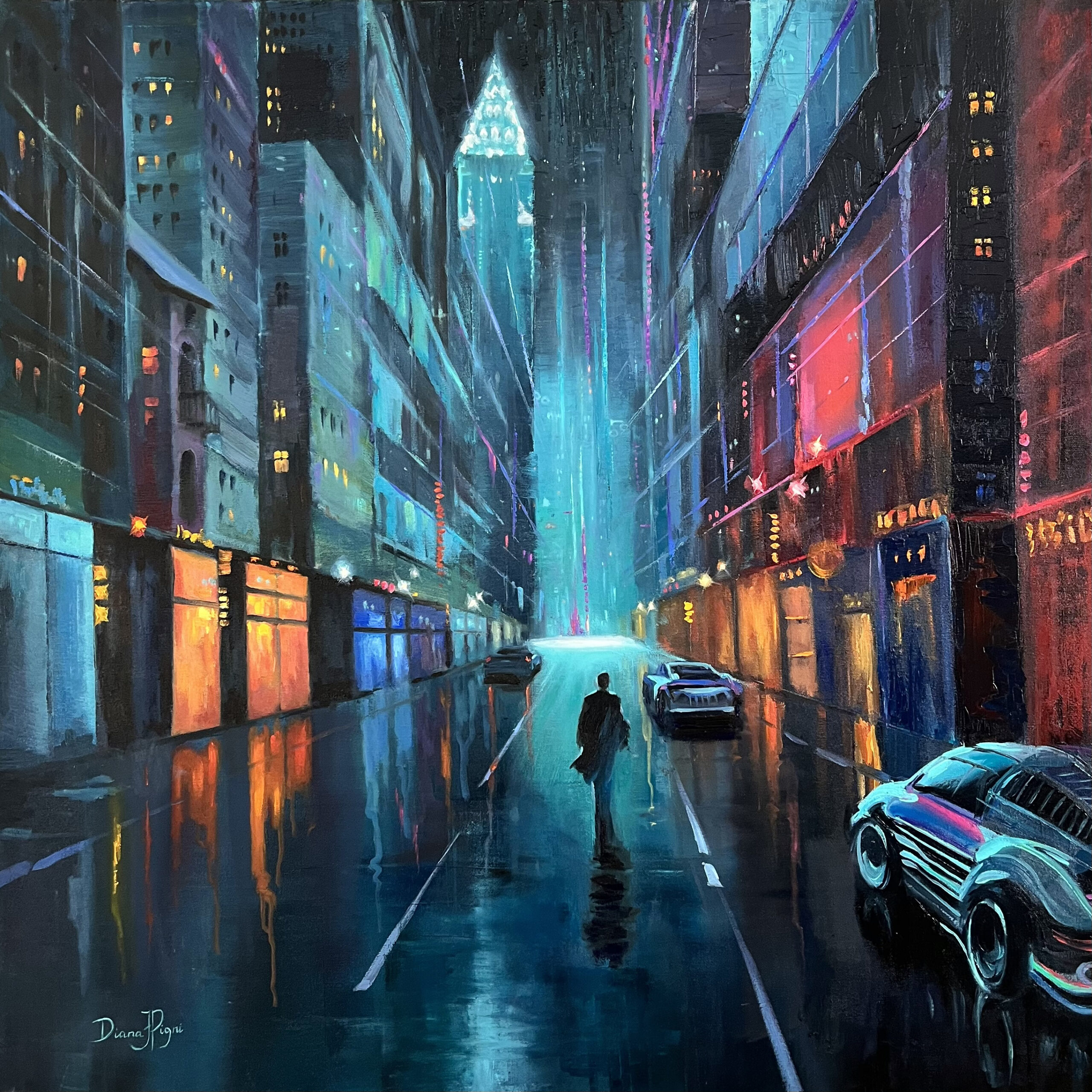 Futuristic New York Cyberpunk Painting