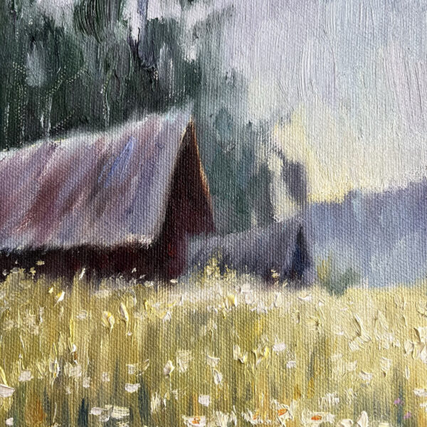 Wildflower Meadown Old Barn Painting