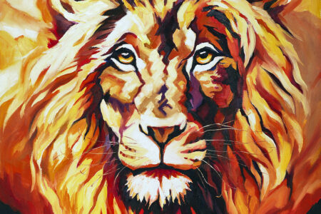 Lion Oil Impasto Painting