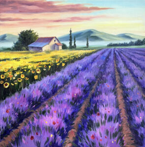 Tuscany Sunflower Lavender Field Painting