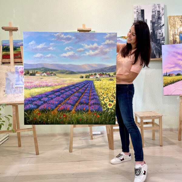Countryside Lavender Sunflower Painting