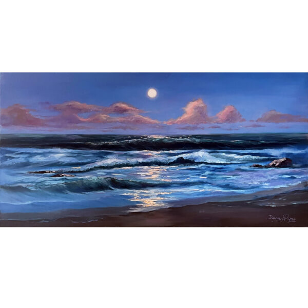 Moonlight Seascape Impasto Painting