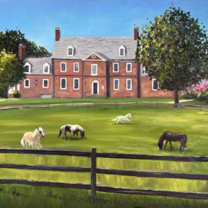 House Landscape with Horses Custom painting