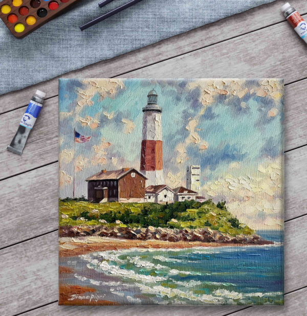 Montauk Lighthouse Impasto Painting