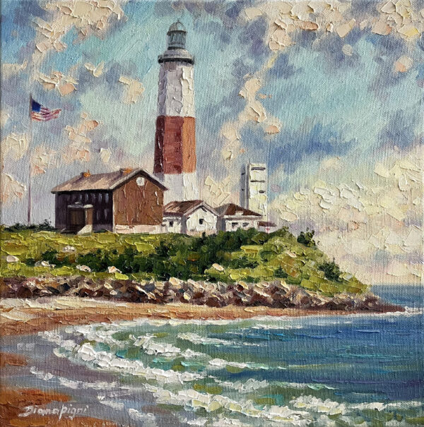 Montauk Lighthouse Impasto Painting