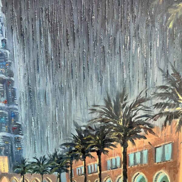 Rainy Cityscape Dubai Painting