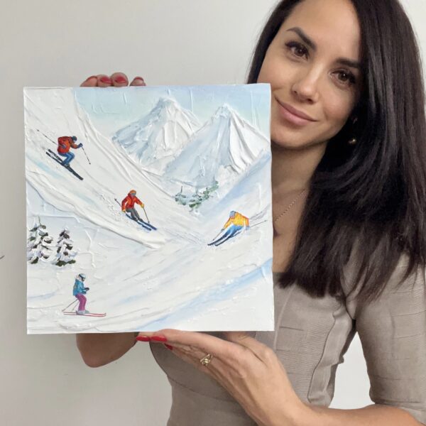 Rocky Mountain Ski Textured Painting