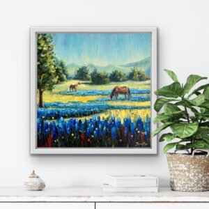 Texas Bluebonnet Impasto Oil Painting