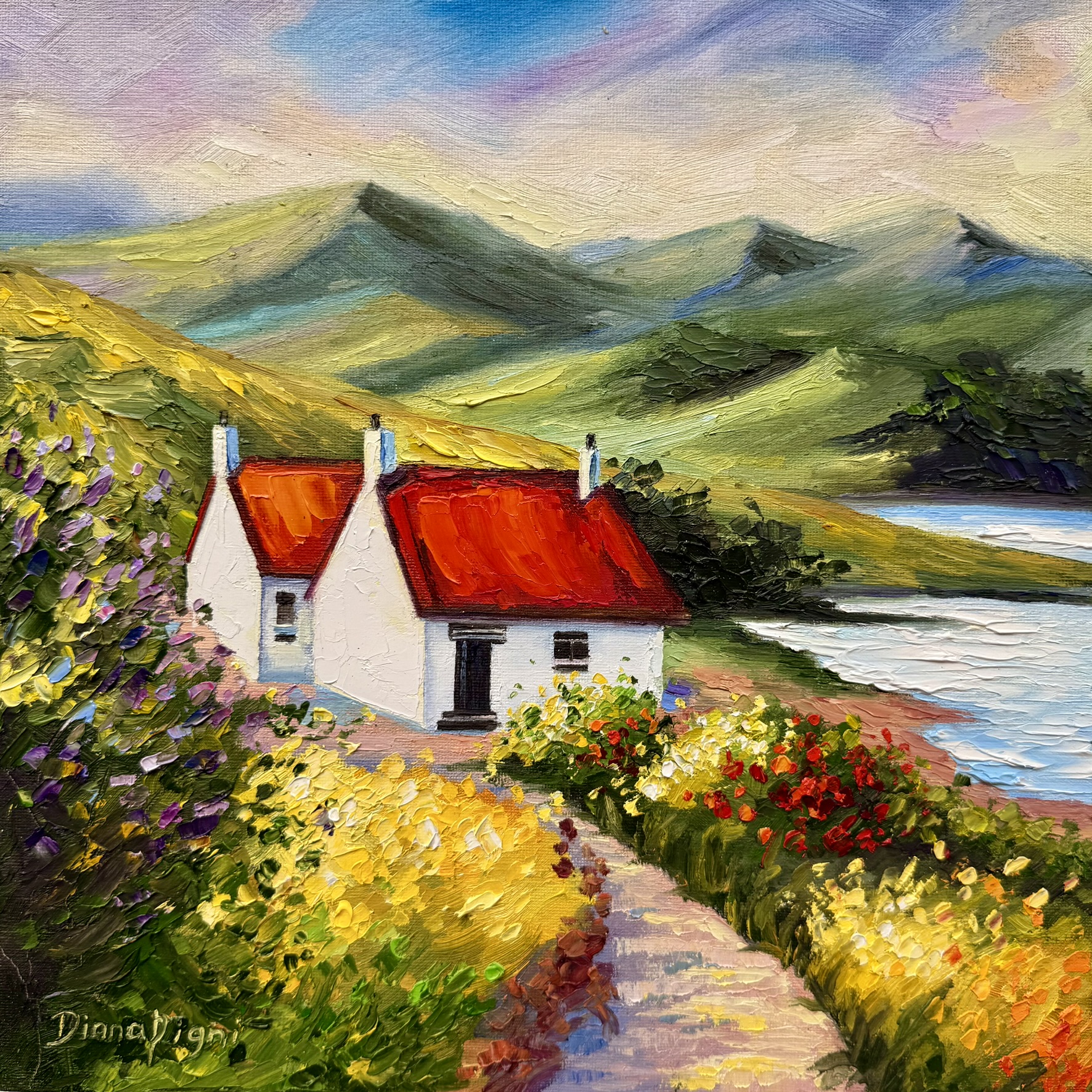 An Ireland Cottages Oil Painting