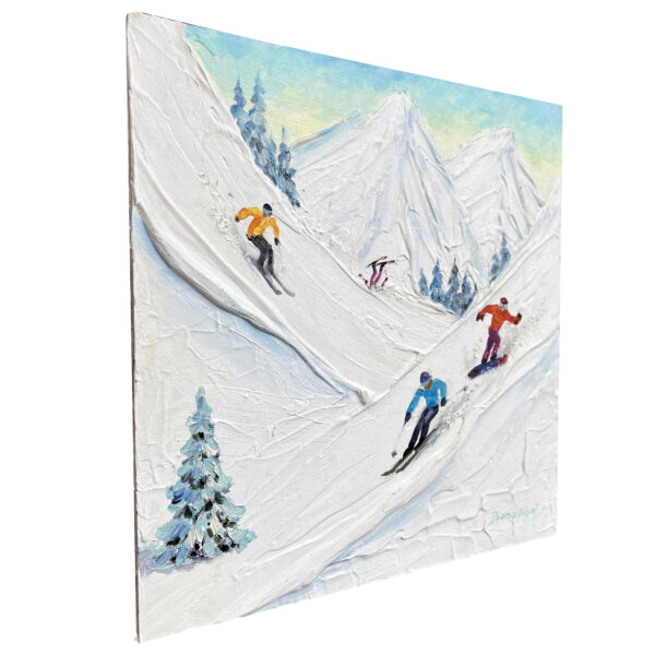 Rocky Mountain Skiing Textured Painting
