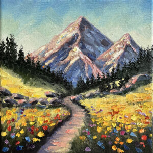 Lone Mountain Peak Impasto Oil Painting