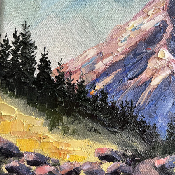 Lone Mountain Peak Impasto Oil Painting