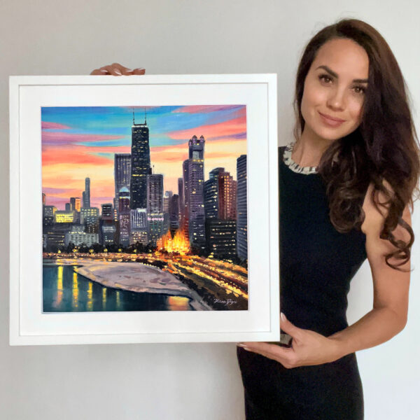 A Framed Chicago Oil Painting