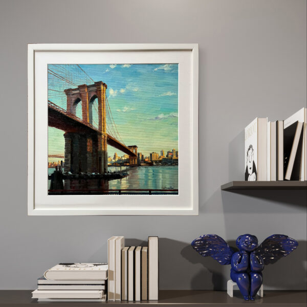 A Framed Brooklyn Bridge New York Painting