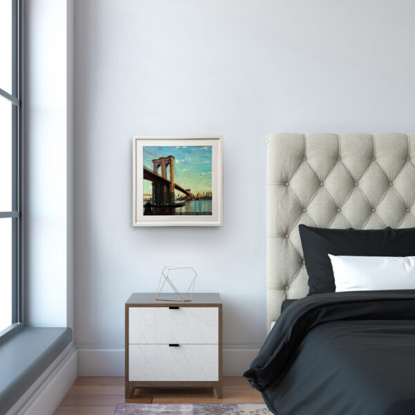 A Framed Brooklyn Bridge New York Painting