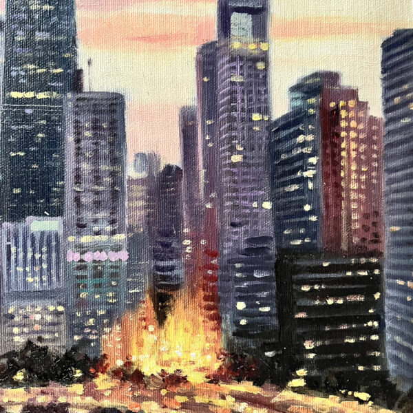 A Framed Chicago Oil Painting