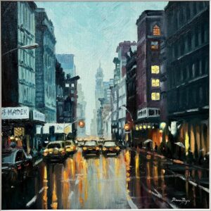 A Framed New York Oil Painting