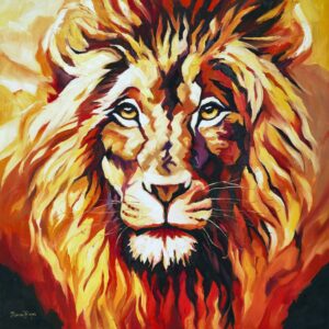 Lion Large Canvas Impasto Oil Painting