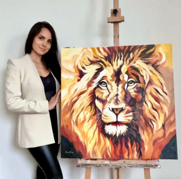 Lion Large Canvas Impasto Oil Painting