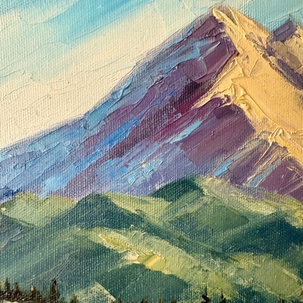 Lone Mountain Impasto Oil Painting