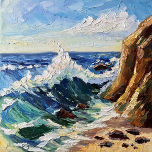 California Seascape Impasto Oil Painting