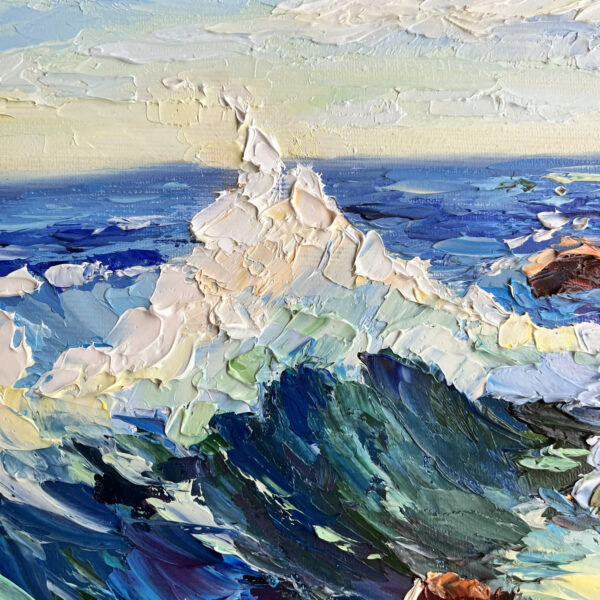 California Seascape Impasto Oil Painting