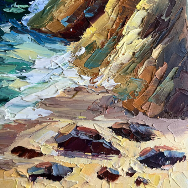 California Seascape Impasto Oil Painting