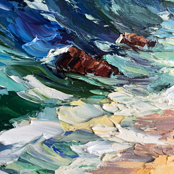 California Seascape Impasto Oil Painting