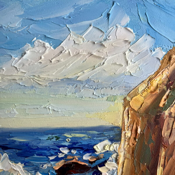 California Seascape Impasto Oil Painting