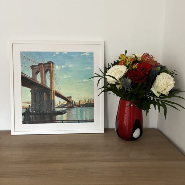 A Framed Brooklyn Bridge New York Painting