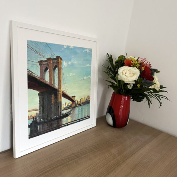 A Framed Brooklyn Bridge New York Painting