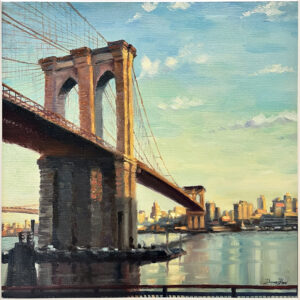 A Framed Brooklyn Bridge New York Painting