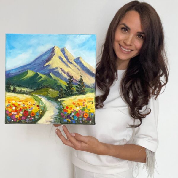 Lone Mountain Impasto Oil Painting