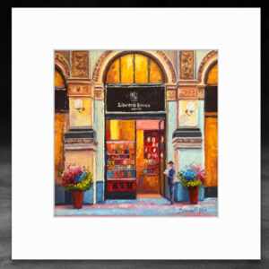 Milano Italy Bookshop Oil Painting