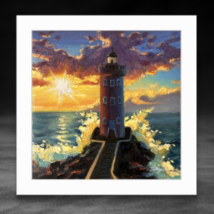 Normandy France Lighthouse Impasto Oil Painting