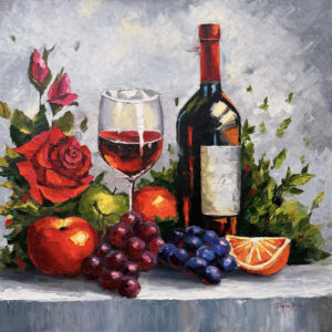 Wine Still Life Impasto Oil Painting